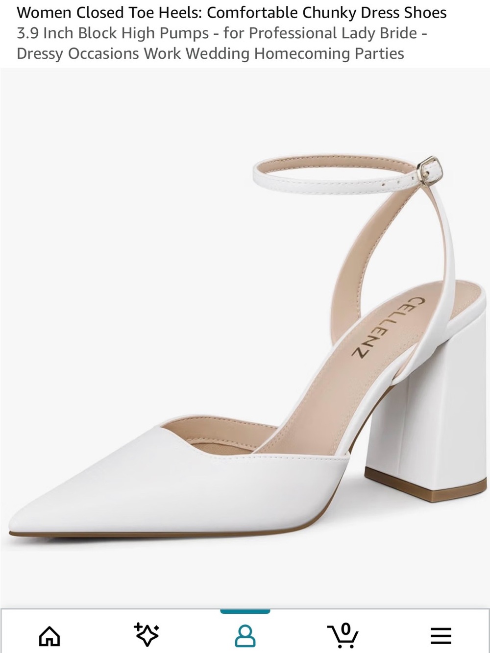 White block heel with strap, NWT